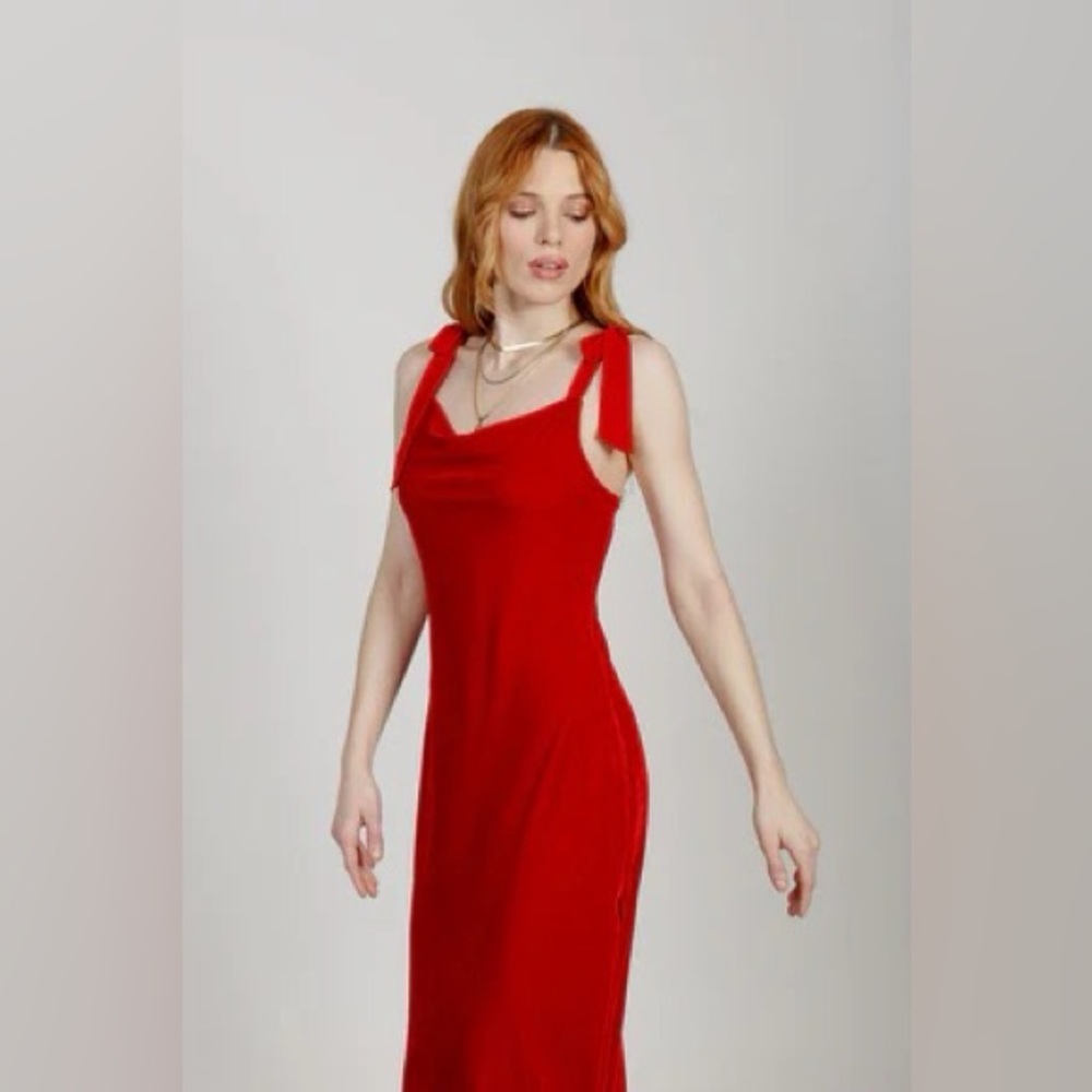NWT Band of the Free Lorna Red Velvet Midi Dress Size S
